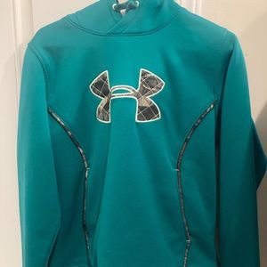Womens Under Armour teal and camo hoodie